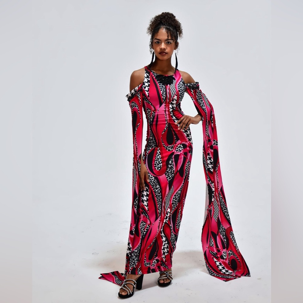 Elegant Pink and Black Women's Dress Handmade Small Fancy By Francesca Watson